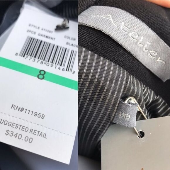 Atelier Pea Coat Double Breasted Black Womens Jacket NWT Size 8 - Picture 2 of 8